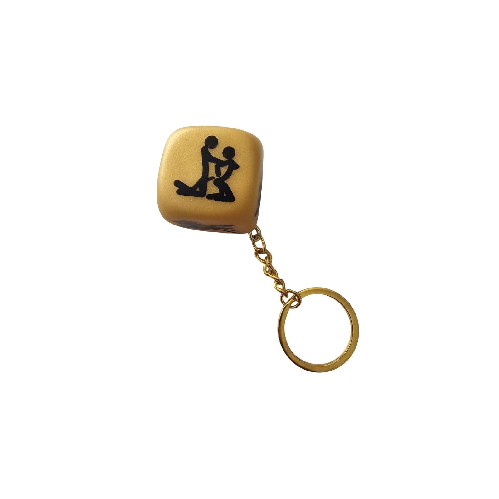 Golden Die Keychain with Sex Positions