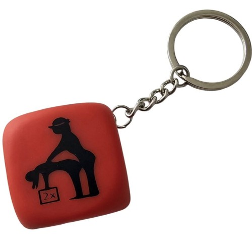 Red Dice Keychain with Postures - Fun and Adventurous