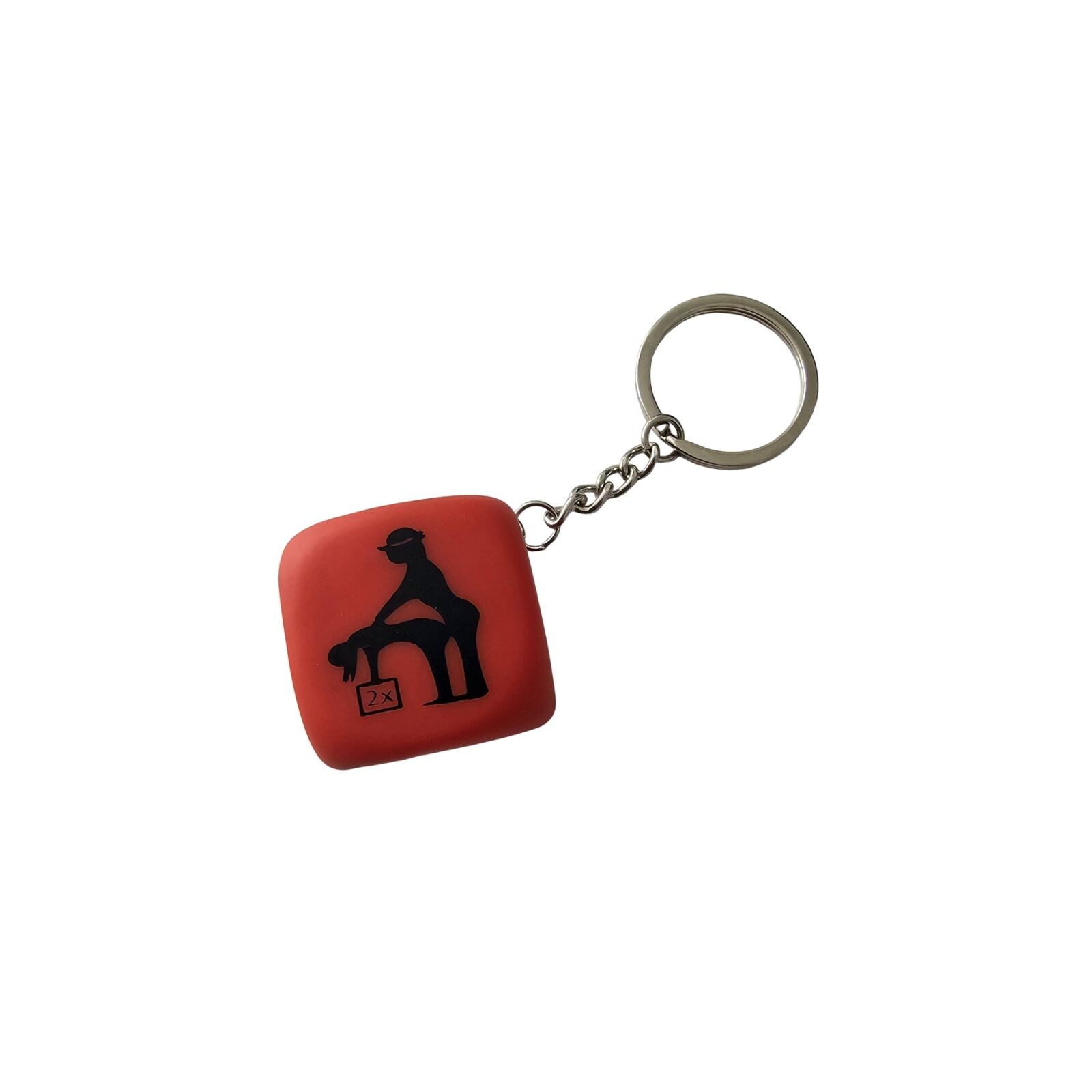 Red Dice Keychain with Postures - Fun and Adventurous