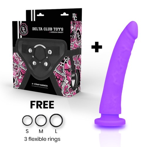 Delta Club Harness + Silicone Dildo Lilac 17 Cm