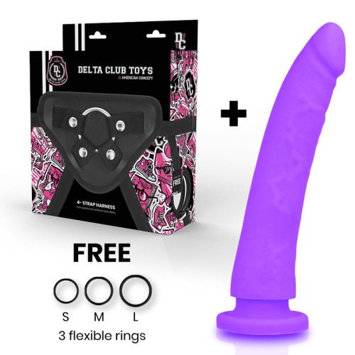 Delta Club Medical Silicone Harness with Dildo Purple 23cm