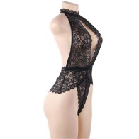 Deep V Lace Teddy for Irresistible Elegance