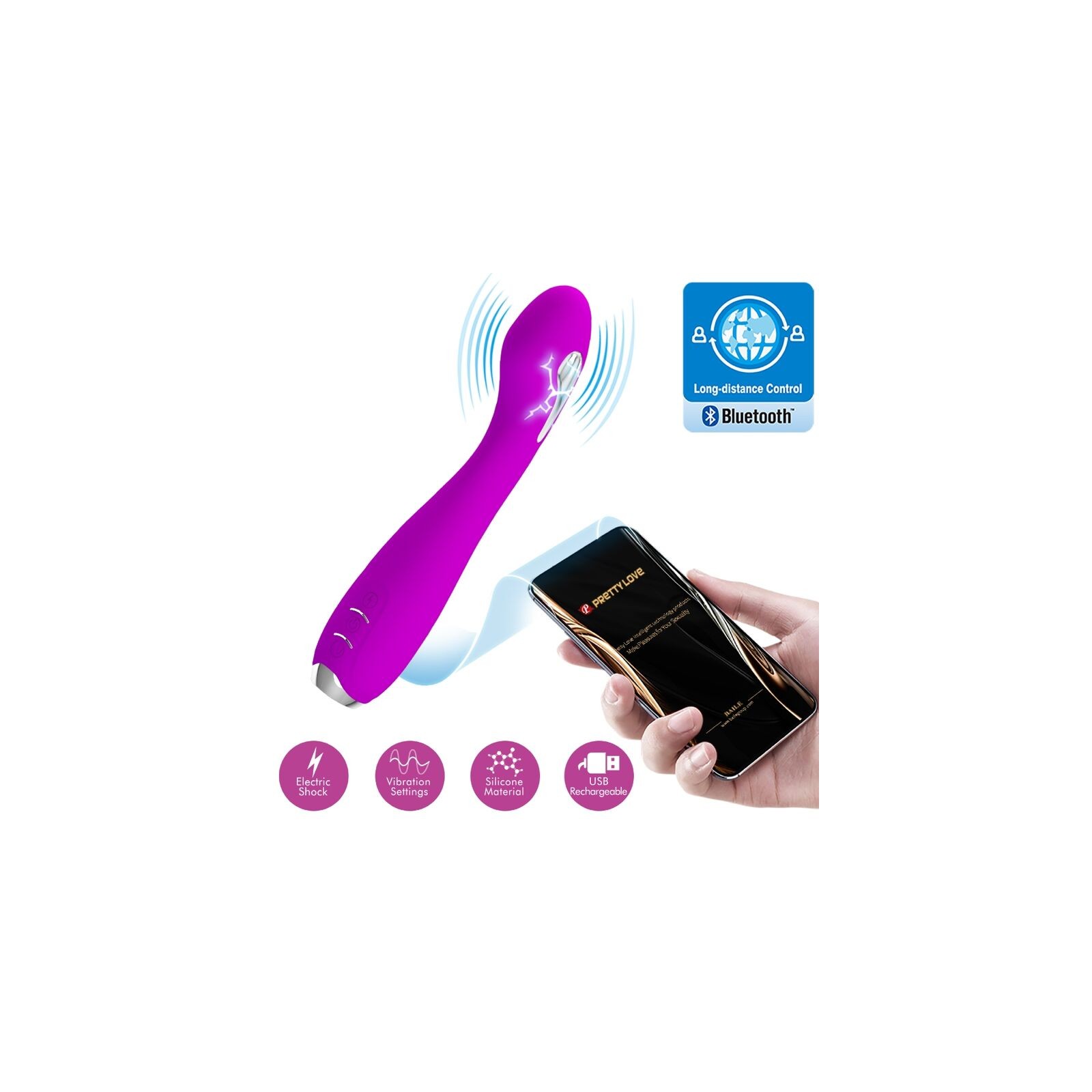 Vibrador Electroshock Pretty Love Hector con Control Bluetooth