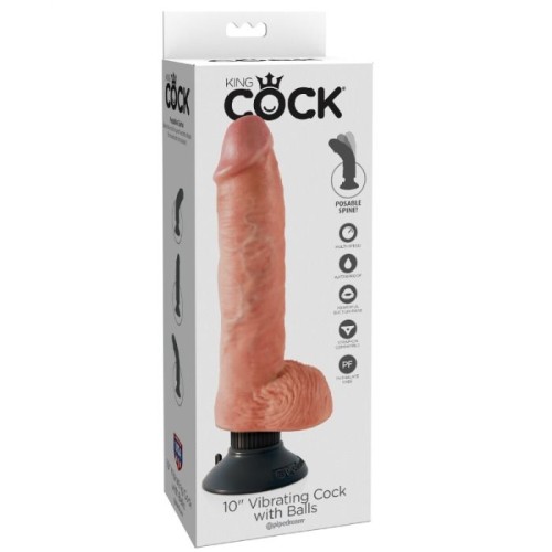 Dildo Vibrator with Testicles 25.5 Cm Natural Color