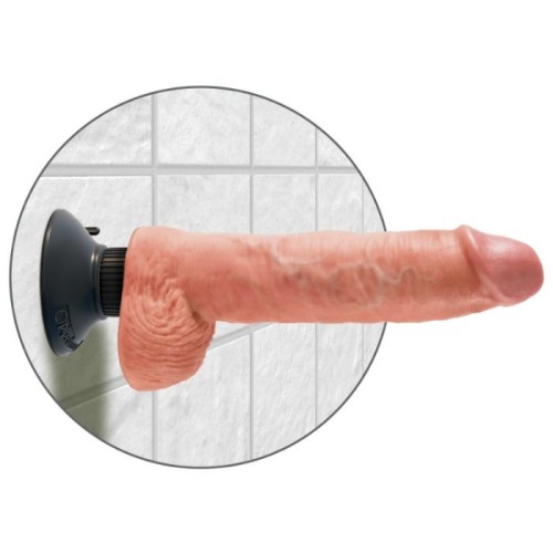 Dildo Vibrator with Testicles 25.5 Cm Natural Color