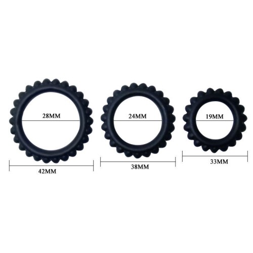 Baile Titan 3 Pcs Cock Ring Set Black