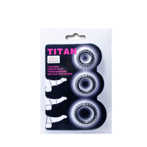 Baile Titan 3 Pcs Cock Ring Set Black