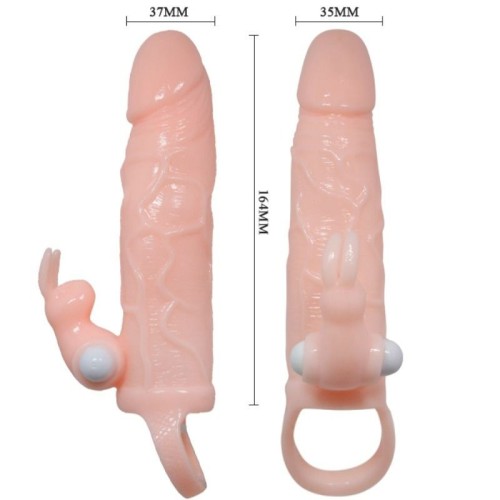 Brave Man Rabbit Vibrating Penis Sleeve - 16.5cm Natural