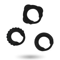 Set of 3 Black Penis Rings