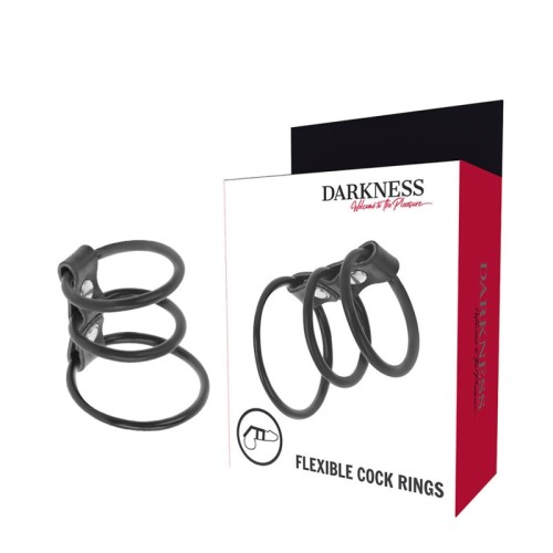 Darkness - Set de 3 Anillas Flexibles para Placer Intenso