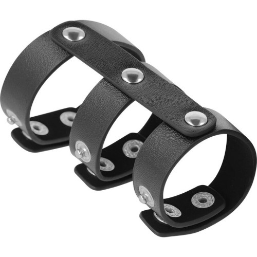 Darkness Adjustable Double Penis and Testicles Ring