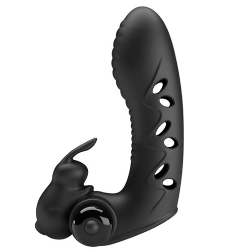 Funda Dedo Vibrador Conejo Negro - Diversión Intensa