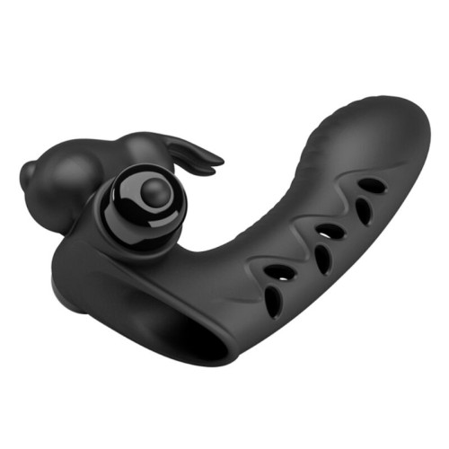 Funda Dedo Vibrador Conejo Negro - Diversión Intensa