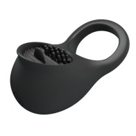 Pretty Love Black Vibrating Ring with Tongue for Excitement