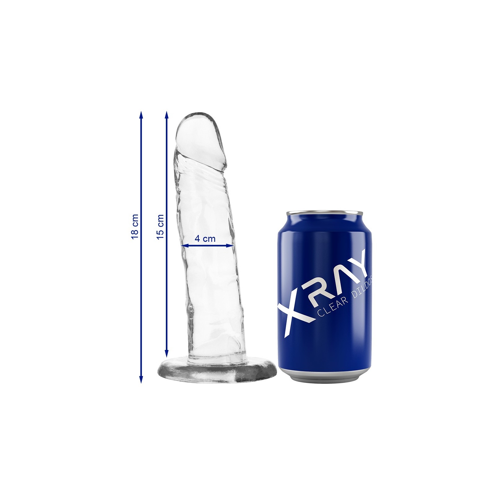 Clear Dildo Transparente 18 Cm - 4 Cm