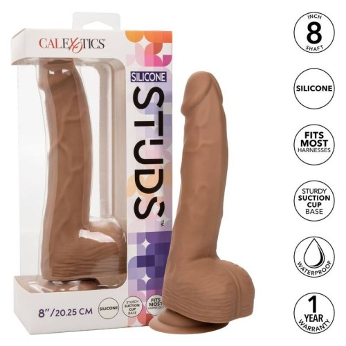 Calexotics Silicone Studs 8 Inch Brown - Realistic Dong