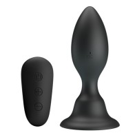 Black Vibrating Anal Plug with Remote Control