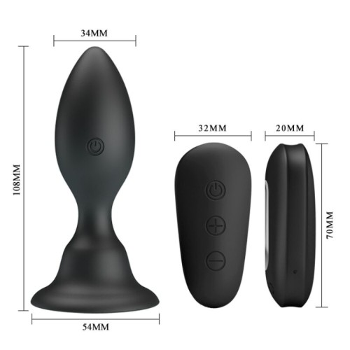 Black Vibrating Anal Plug with Remote Control