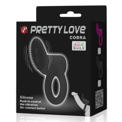 Pretty Love Cobra Vibrating Ring Black Erotic Pleasure