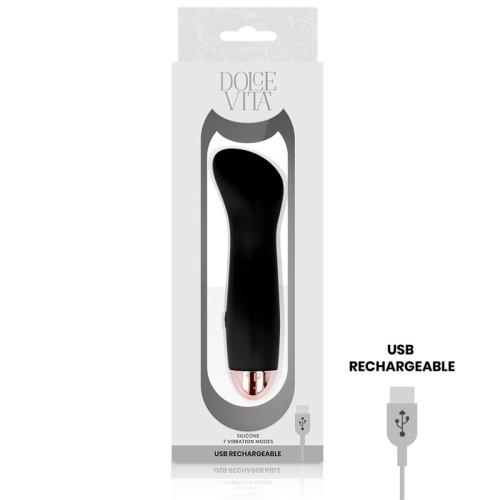 One Rechargeable Vibrator Black - 7 Speeds - Dolce Vita