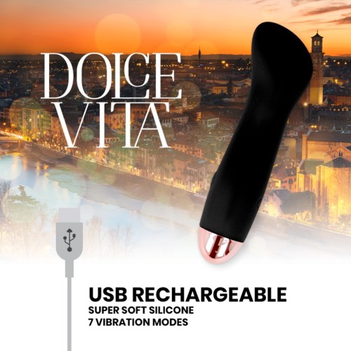 One Rechargeable Vibrator Black - 7 Speeds - Dolce Vita