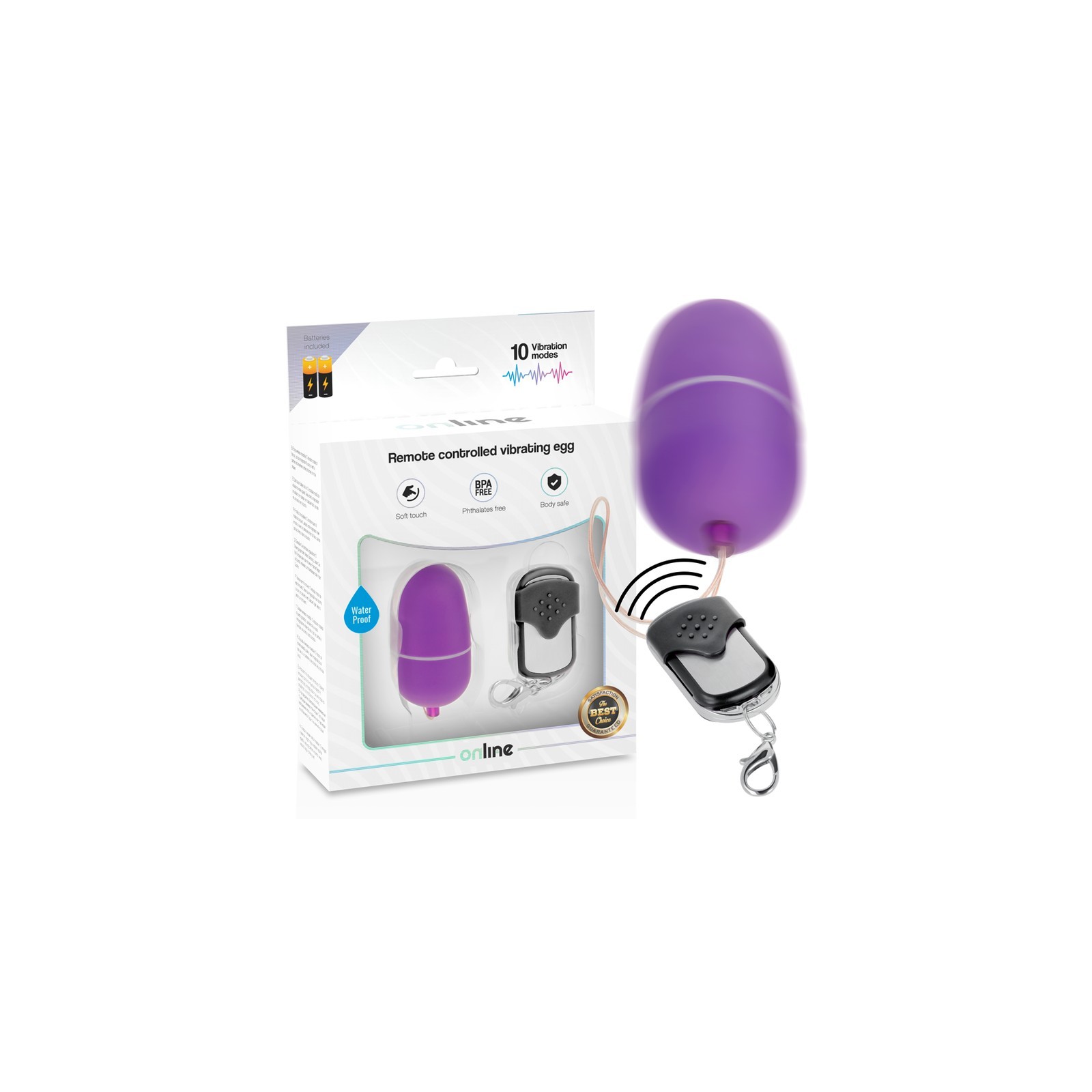 Lilac Remote Control Egg Vibrator - 10 Vibration Modes