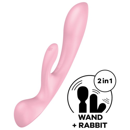 Satisfyer - Triple Oh Vibrador Híbrido Rosa para Estimulación Versátil