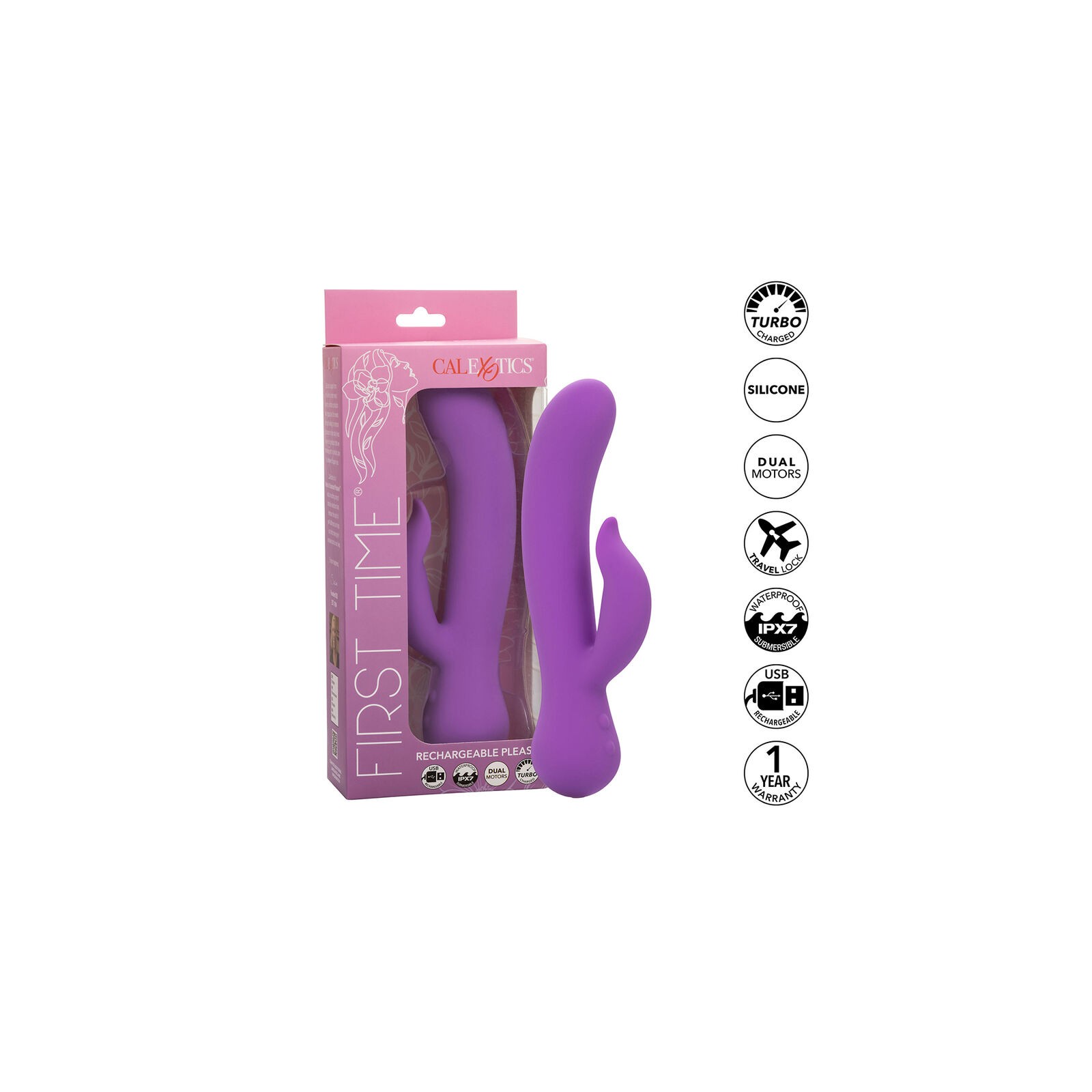 Vibrador Complaciente Recargable Morado First Time