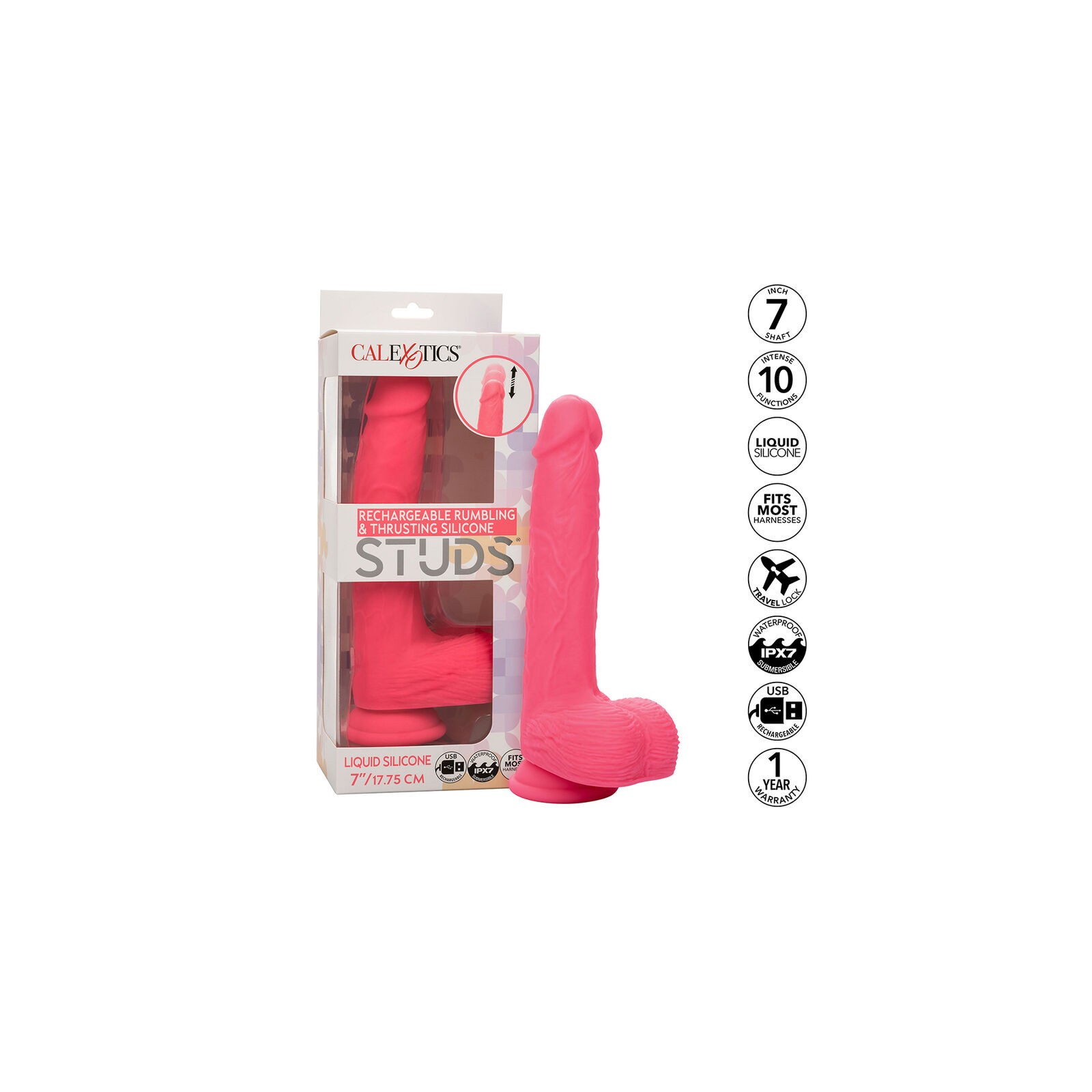 Rechargeable Studs Realistic Vibrator 10 Functions