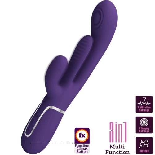 Shania Triple Rabbit Multifunction Vibrator Purple