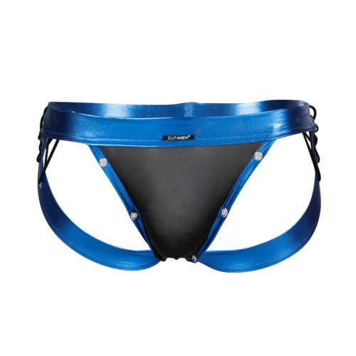 Cut4men Desire Leather Jockstrap Blue XL