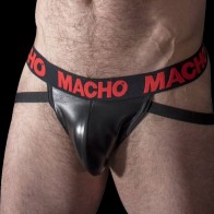 Macho Red Leather Jockstrap S - Sensual Wear