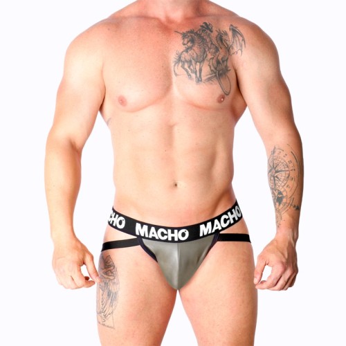 Macho Jock Cuero Gris Beige L para Estilo Sensual