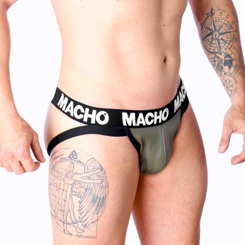 Macho Jock Cuero Gris Beige L para Estilo Sensual