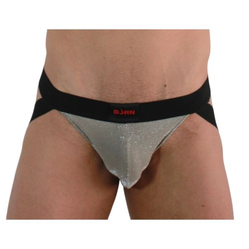 Jockstrap Brillante Beige Negro XL - Colección BURN