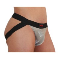 Jockstrap Brillante Beige Negro XL - Colección BURN