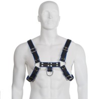 Arnes Cuero Azul Y Negro Chest Bulldog - Experiencia BDSM