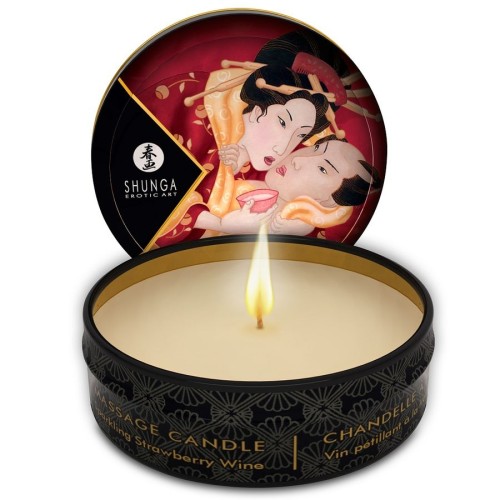 Shunga Mini Caress Massage Candle Strawberries & Cava 30ml - Romantic Experience