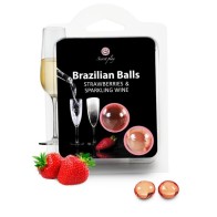 Secretplay - Set 2 Brazilian Balls Fresas Con Cava | Experiencia Única con Sabores