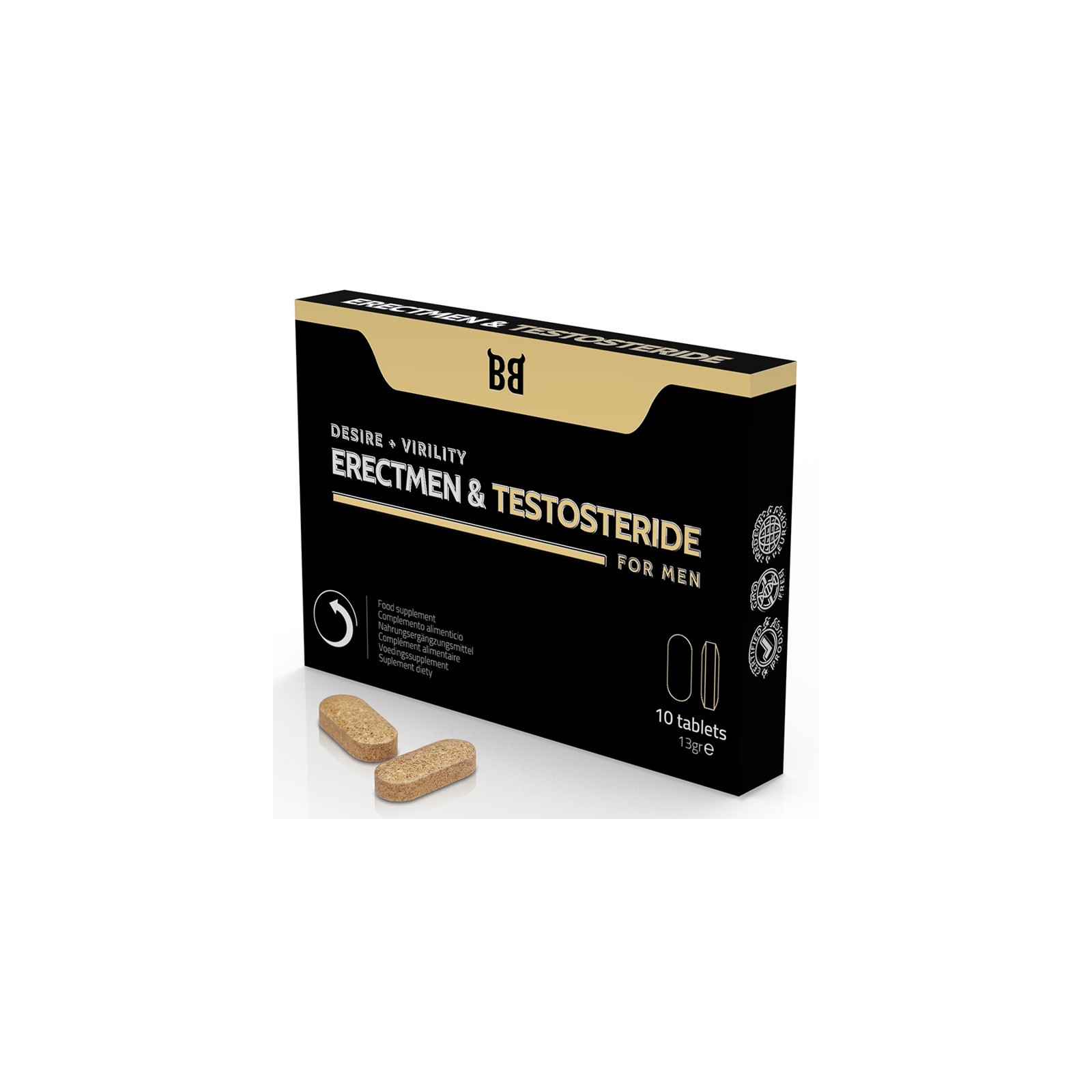 Erectmen & Testosteride Potencia Y Testosterona Para Hombre 10 Cápsulas