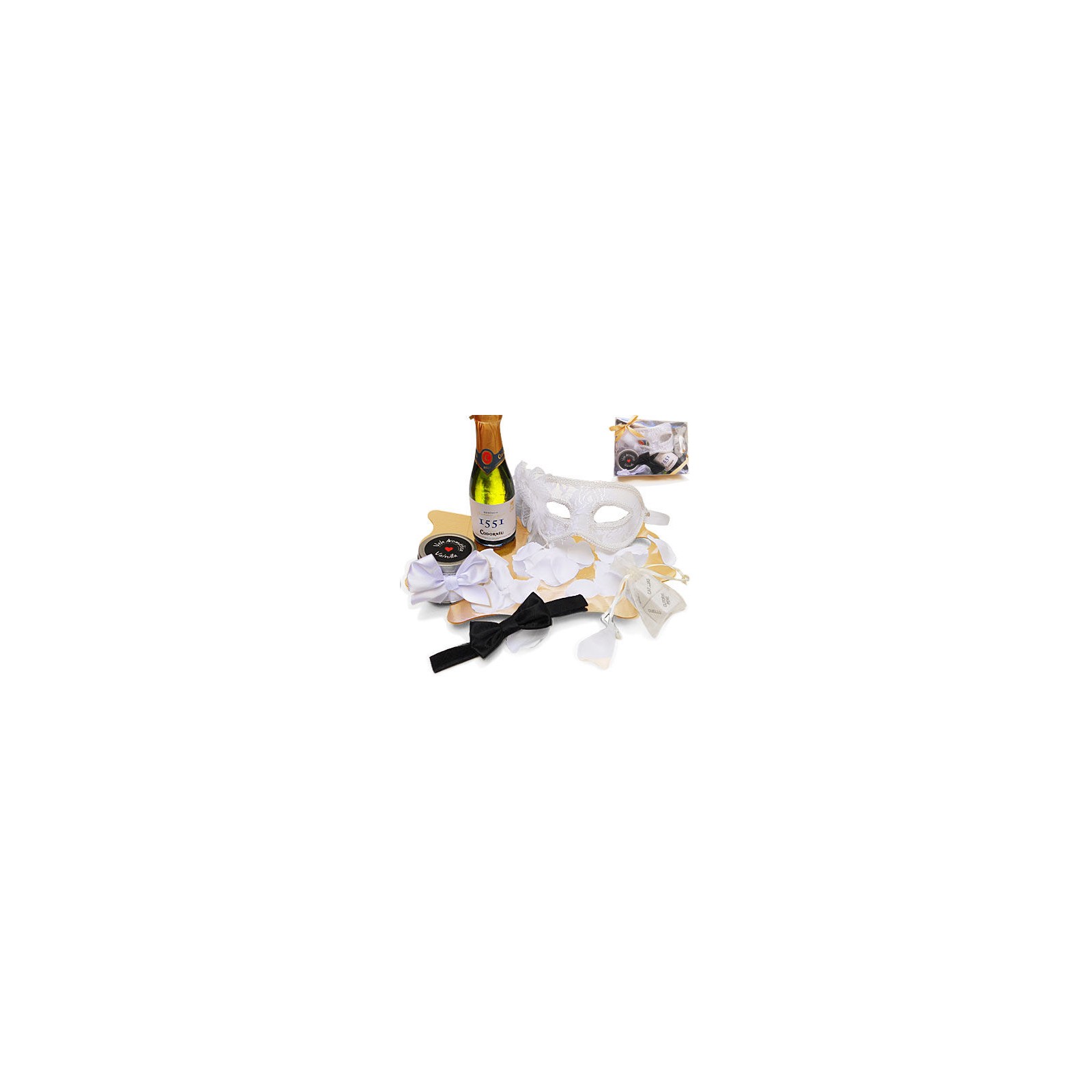 White Adult Kit with Venetian Mask for Romantic Nights