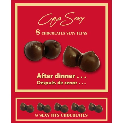 Box of 8 Chocolate Bars in Breast Shape