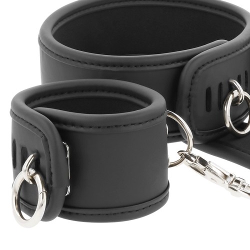 Fetish Submissive Vegan Leather Collar and Cuffs Set