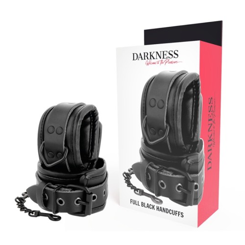 Darkness Adjustable Leather Handcuffs Black