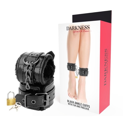 Darkness Adjustable Leather Cuffs with Lock Black