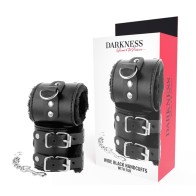 Darkness Adjustable Leather Handcuffs Black - Elegant BDSM Gear