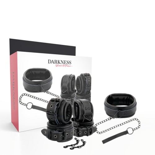 Darkness Leather Collar and Cuff Set for Bondage Fun