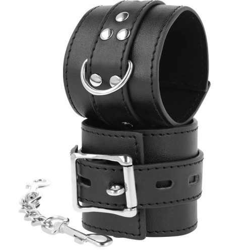 Darkness - Esposas Leather Negro - Equipo de Bondage Definitivo