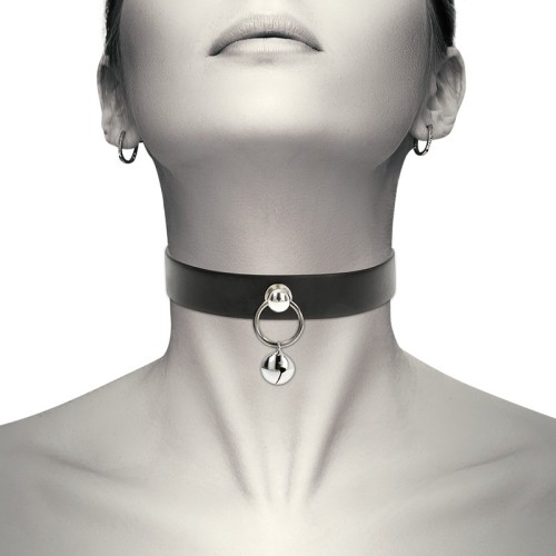 Coquette Chic Vegan Leather Collar with Bell