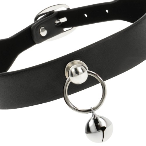 Coquette Chic Vegan Leather Collar with Bell